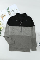 Color Block Half-Zip Collared Sweatshirt - Shah S. Sahota